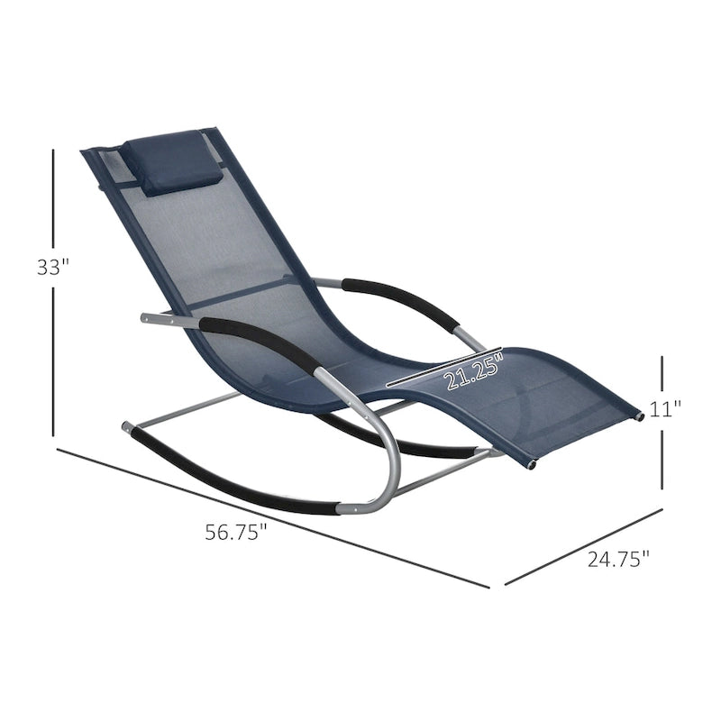 Fauteuil à bascule zéro gravité Outsunny, chaise longue d'extérieur inclinable avec coussin amovible