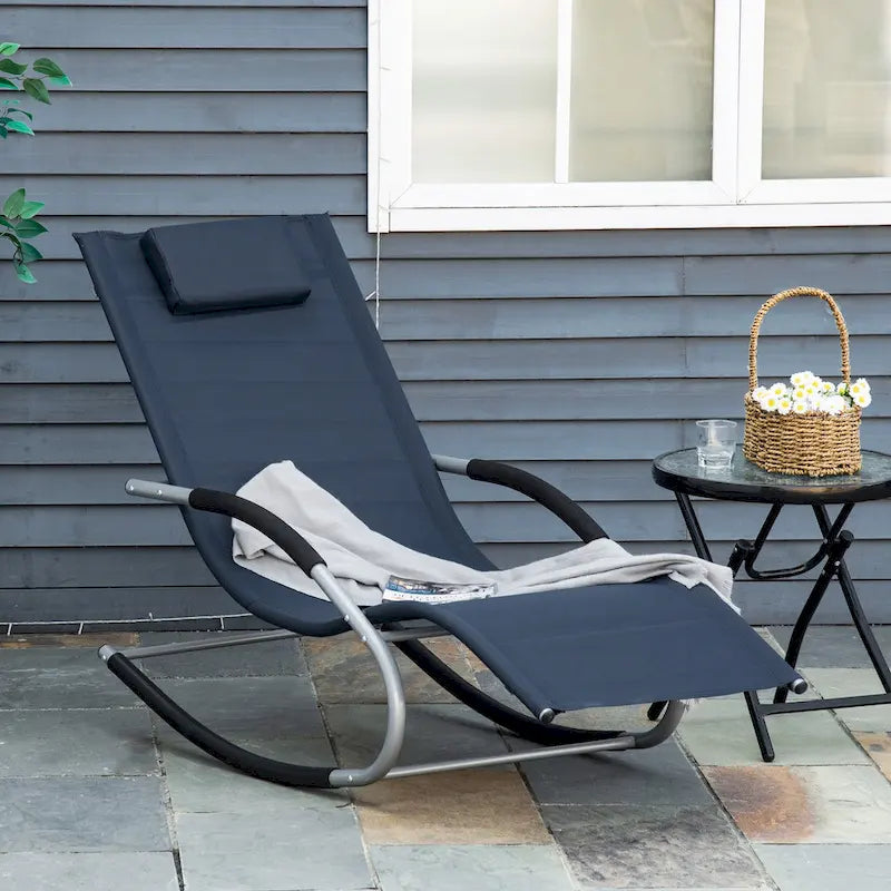 Fauteuil à bascule zéro gravité Outsunny, chaise longue d'extérieur inclinable avec coussin amovible