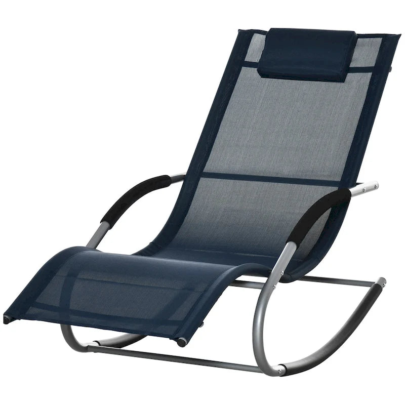 Fauteuil à bascule zéro gravité Outsunny, chaise longue d'extérieur inclinable avec coussin amovible