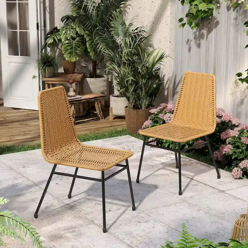 Chaises de salle à manger d'extérieur Madison en rotin (lot de 2) par Christopher Knight Home