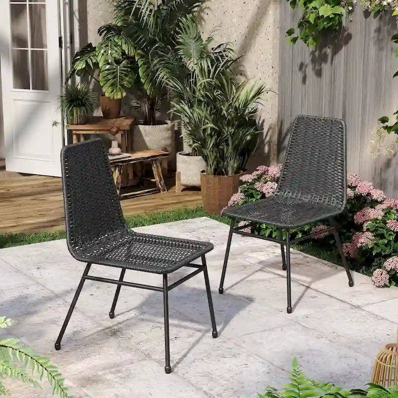 Chaises de salle à manger d'extérieur Madison en rotin (lot de 2) par Christopher Knight Home