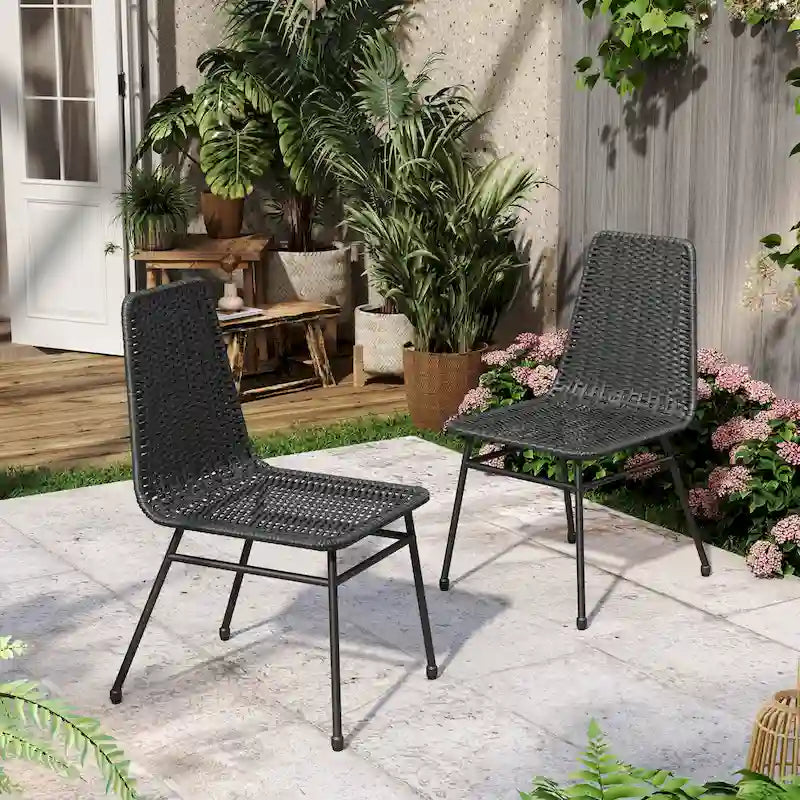 Chaises de salle à manger d'extérieur Madison en rotin (lot de 2) par Christopher Knight Home