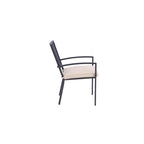 Ensemble de deux chaises de salle à manger empilables d'extérieur en aluminium gris foncé avec coussin beige