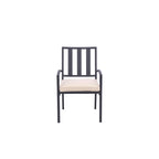 Ensemble de deux chaises de salle à manger empilables d'extérieur en aluminium gris foncé avec coussin beige
