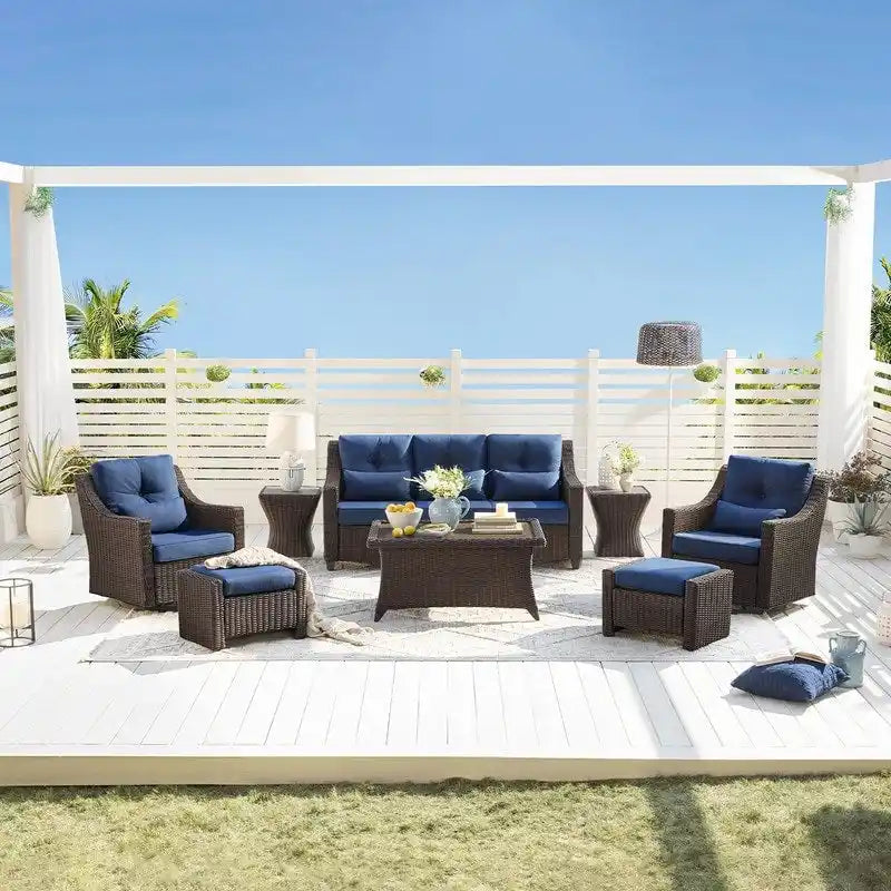 Ensembles de canapés de conversation Murphy 8 pièces en résine tressée pour patio extérieur