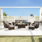 Ensembles de canapés de conversation Murphy 8 pièces en résine tressée pour patio extérieur
