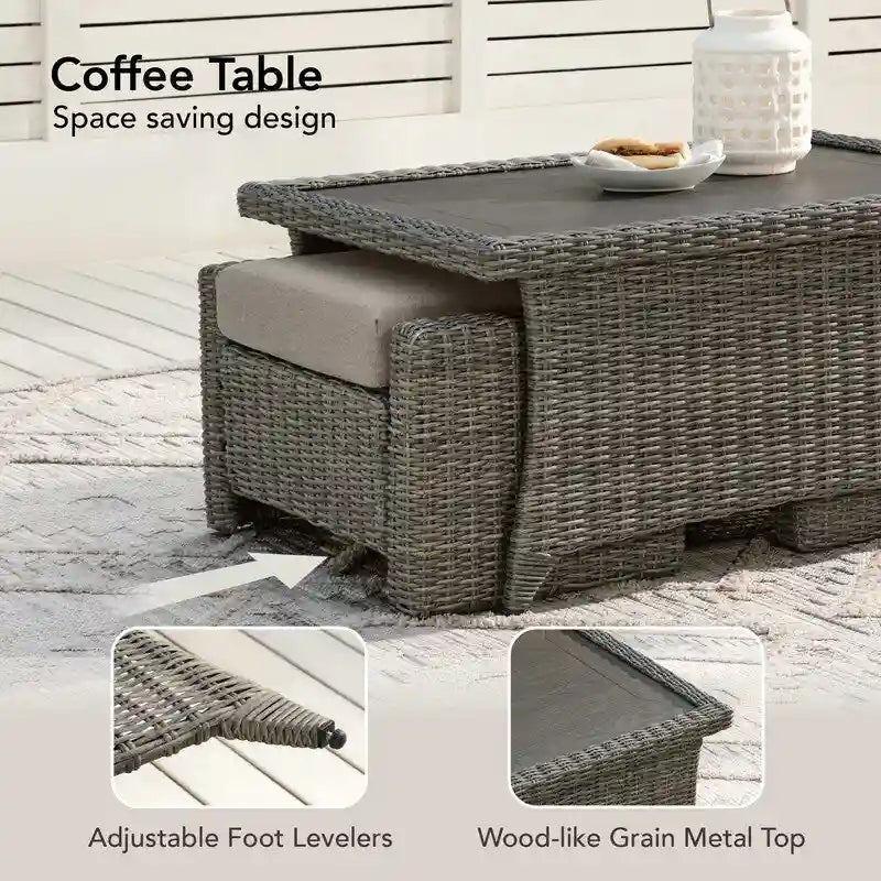 Ensembles de canapés de conversation Murphy 8 pièces en résine tressée pour patio extérieur