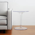 Table d'appoint ronde sur piédestal en plastique transparent robuste HomeRoots 20 pour intérieur et extérieur