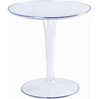 Table d'appoint ronde sur piédestal en plastique transparent robuste HomeRoots 20 pour intérieur et extérieur