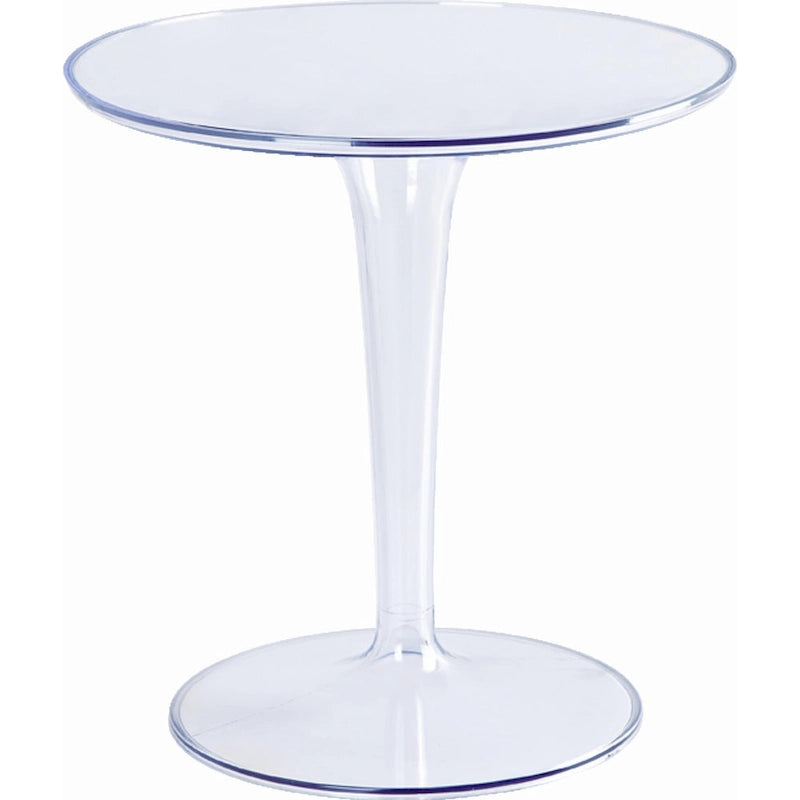 Table d'appoint ronde sur piédestal en plastique transparent robuste HomeRoots 20 pour intérieur et extérieur