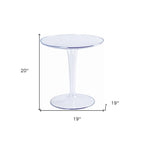 Table d'appoint ronde sur piédestal en plastique transparent robuste HomeRoots 20 pour intérieur et extérieur
