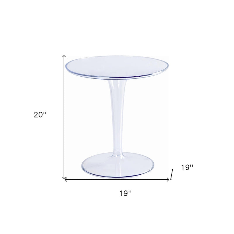 Table d'appoint ronde sur piédestal en plastique transparent robuste HomeRoots 20 pour intérieur et extérieur