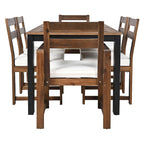 Ensemble de table et chaises de patio 7 pièces, ensemble de salle à manger en bois pour 6 personnes avec trou pour parasol, 2 fauteuils et 4 chaises.