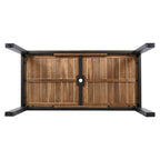 Ensemble de table et chaises de patio 7 pièces, ensemble de salle à manger en bois pour 6 personnes avec trou pour parasol, 2 fauteuils et 4 chaises.