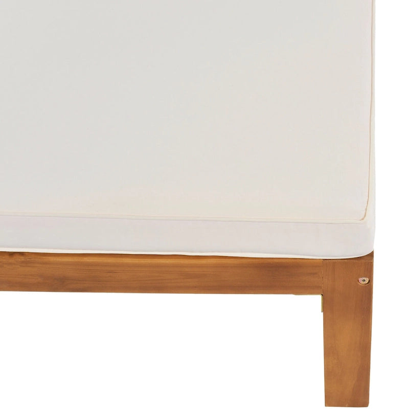 Canapé d'angle d'extérieur 5 pièces en bois massif avec table basse et coussins