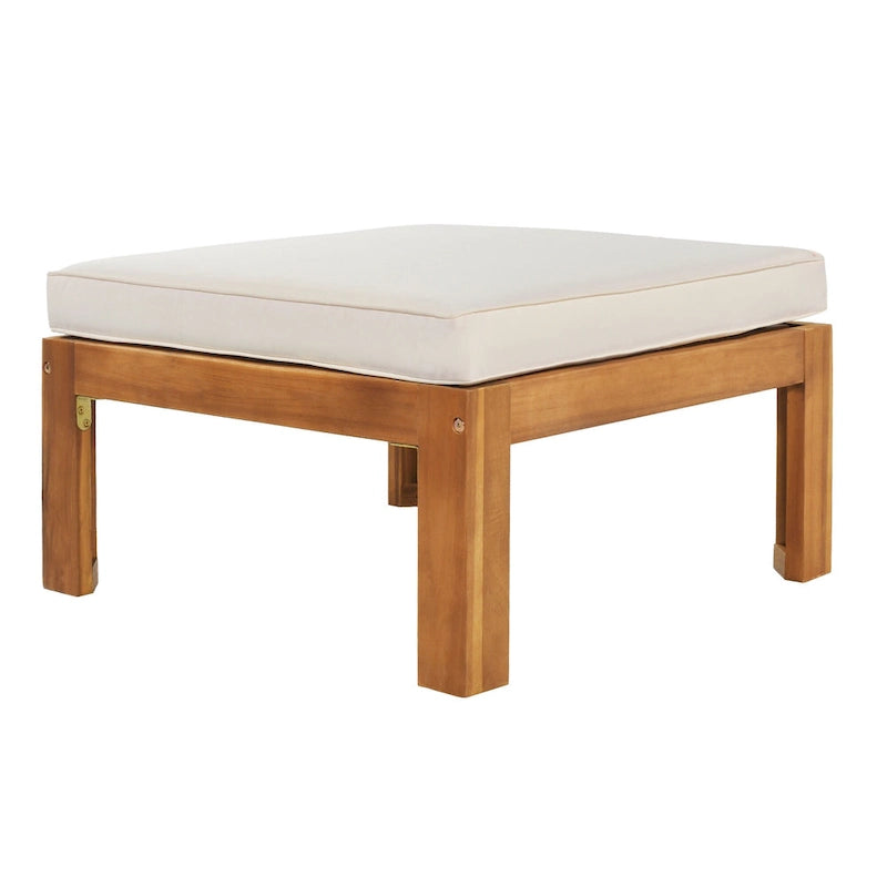 Canapé d'angle d'extérieur 5 pièces en bois massif avec table basse et coussins