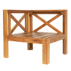 Canapé d'angle d'extérieur 5 pièces en bois massif avec table basse et coussins