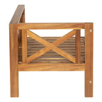 Canapé d'angle d'extérieur 5 pièces en bois massif avec table basse et coussins