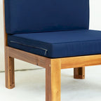Canapé d'angle d'extérieur 5 pièces en bois massif avec table basse et coussins