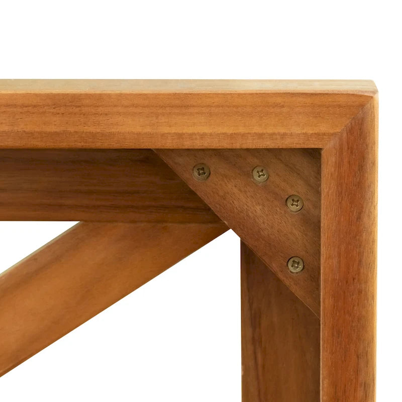 Canapé d'angle d'extérieur 5 pièces en bois massif avec table basse et coussins
