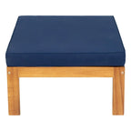 Canapé d'angle d'extérieur 5 pièces en bois massif avec table basse et coussins