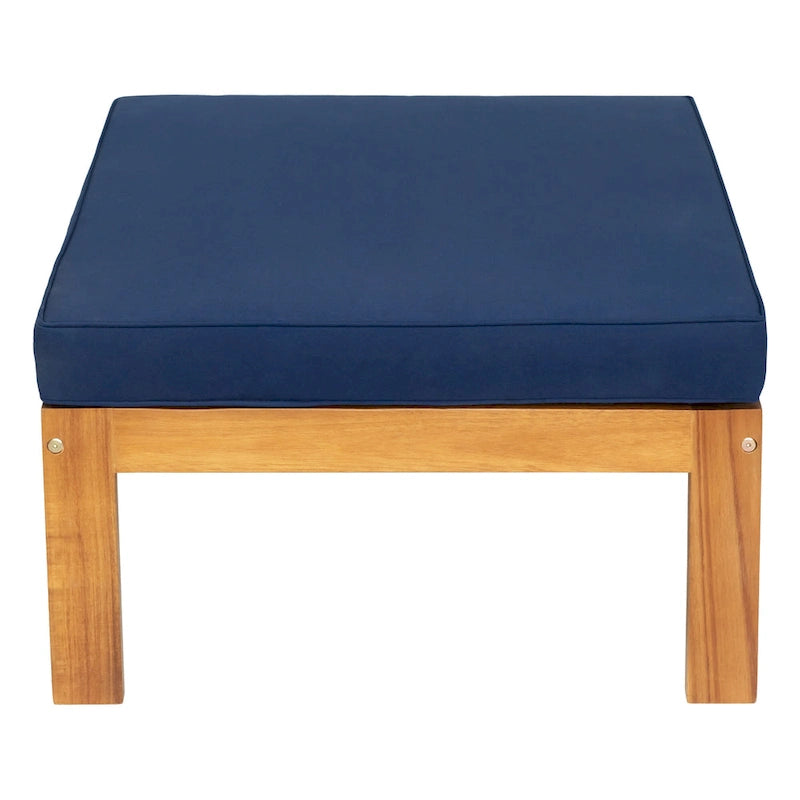Canapé d'angle d'extérieur 5 pièces en bois massif avec table basse et coussins