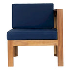 Canapé d'angle d'extérieur 5 pièces en bois massif avec table basse et coussins