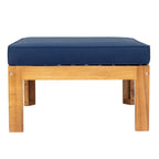 Canapé d'angle d'extérieur 5 pièces en bois massif avec table basse et coussins