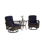 Ensemble de 3 chaises de patio pivotantes à bascule pour extérieur