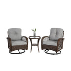 Ensemble de 3 chaises de patio pivotantes à bascule pour extérieur
