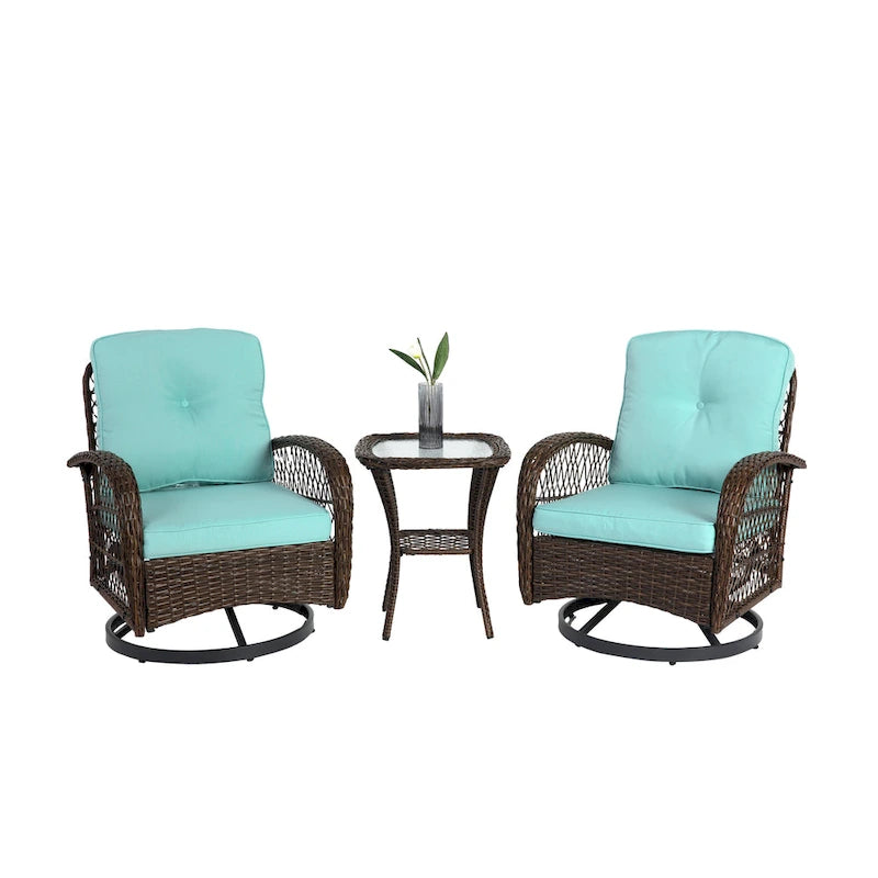 Ensemble de 3 chaises de patio pivotantes à bascule pour extérieur