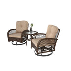 Ensemble de 3 chaises de patio pivotantes à bascule pour extérieur