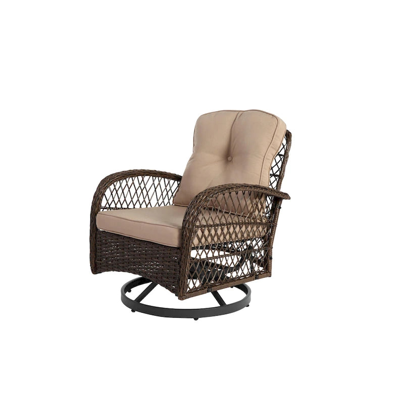 Ensemble de 3 chaises de patio pivotantes à bascule pour extérieur