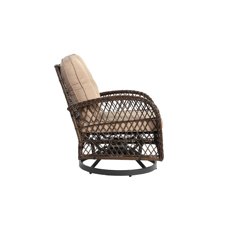 Ensemble de 3 chaises de patio pivotantes à bascule pour extérieur