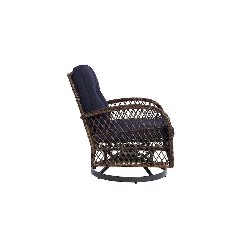 Ensemble de 3 chaises de patio pivotantes à bascule pour extérieur