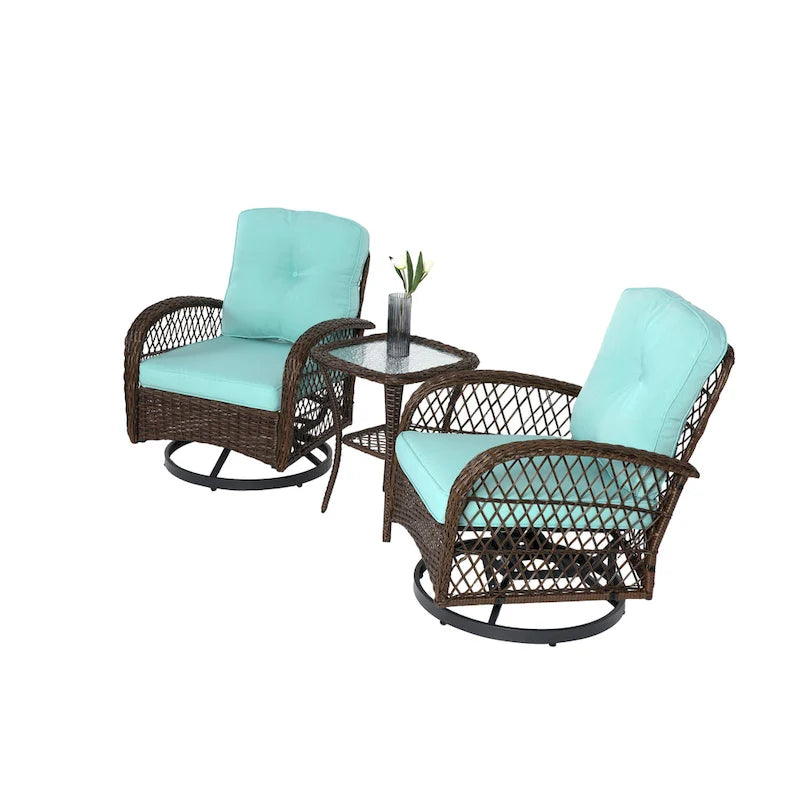 Ensemble de 3 chaises de patio pivotantes à bascule pour extérieur