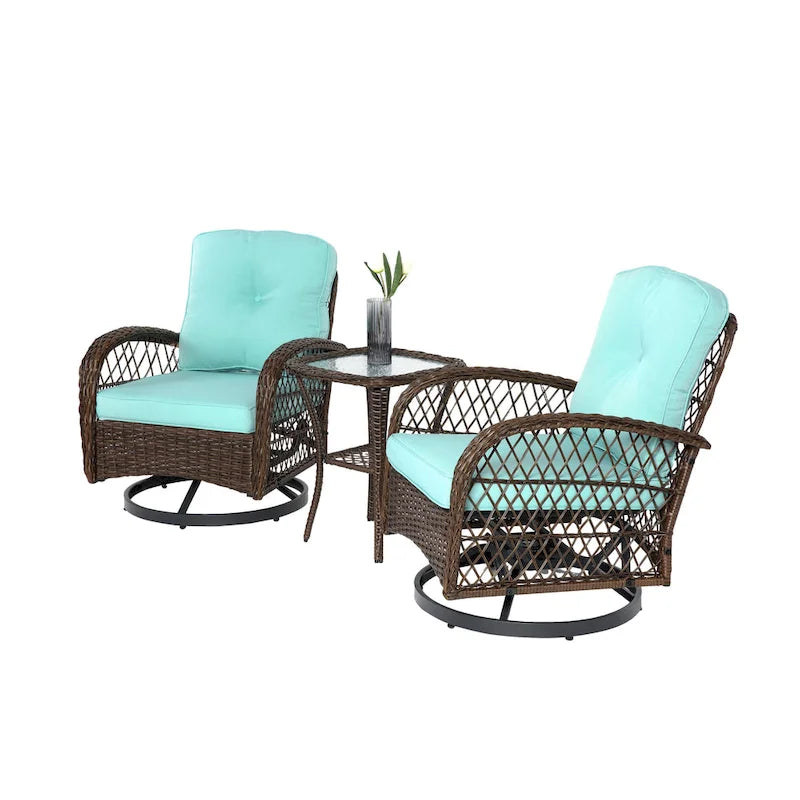 Ensemble de 3 chaises de patio pivotantes à bascule pour extérieur