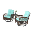 Ensemble de 3 chaises de patio pivotantes à bascule pour extérieur