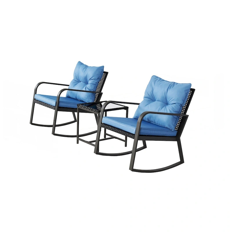 Ensemble bistro de patio 3 pièces avec chaise berçante d'extérieur