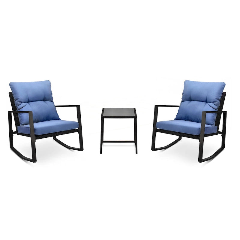 Ensemble bistro de patio 3 pièces avec chaise berçante d'extérieur