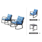 Ensemble bistro de patio 3 pièces avec chaise berçante d'extérieur