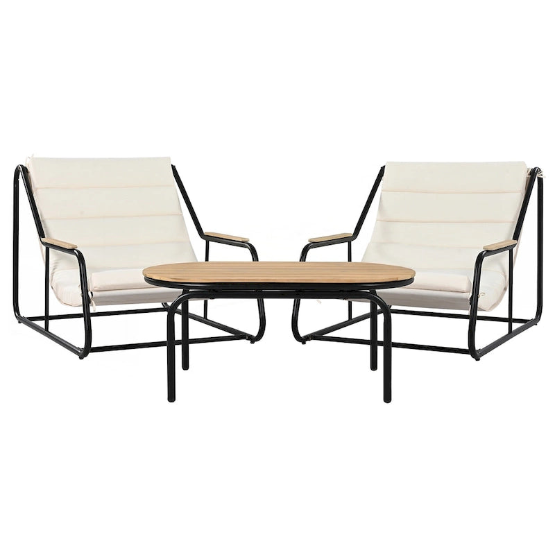 Ensemble de 3 chaises longues d'extérieur
