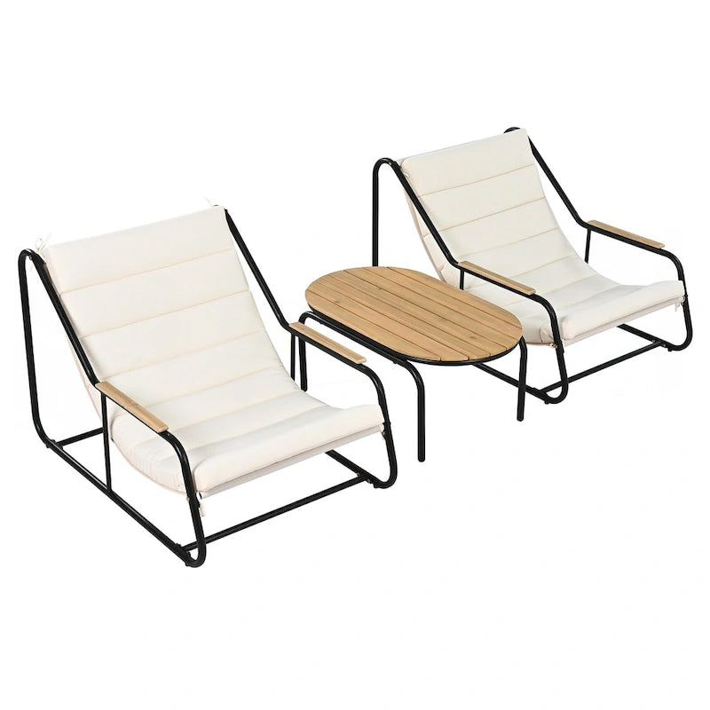 Ensemble de 3 chaises longues d'extérieur