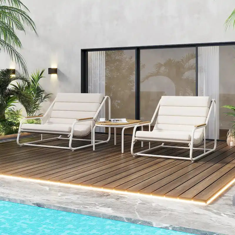 Ensemble de 3 chaises longues d'extérieur
