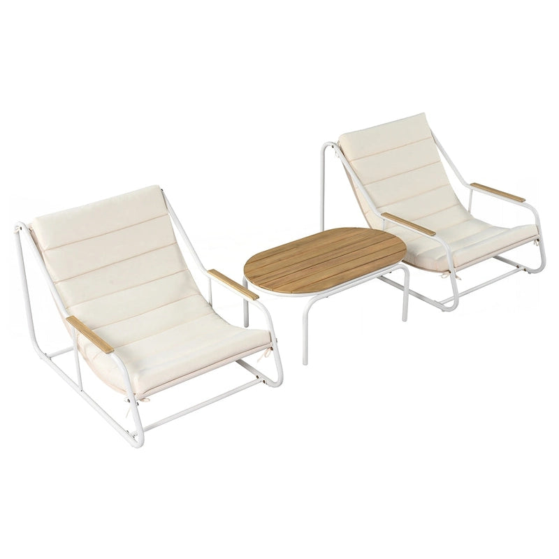 Ensemble de 3 chaises longues d'extérieur