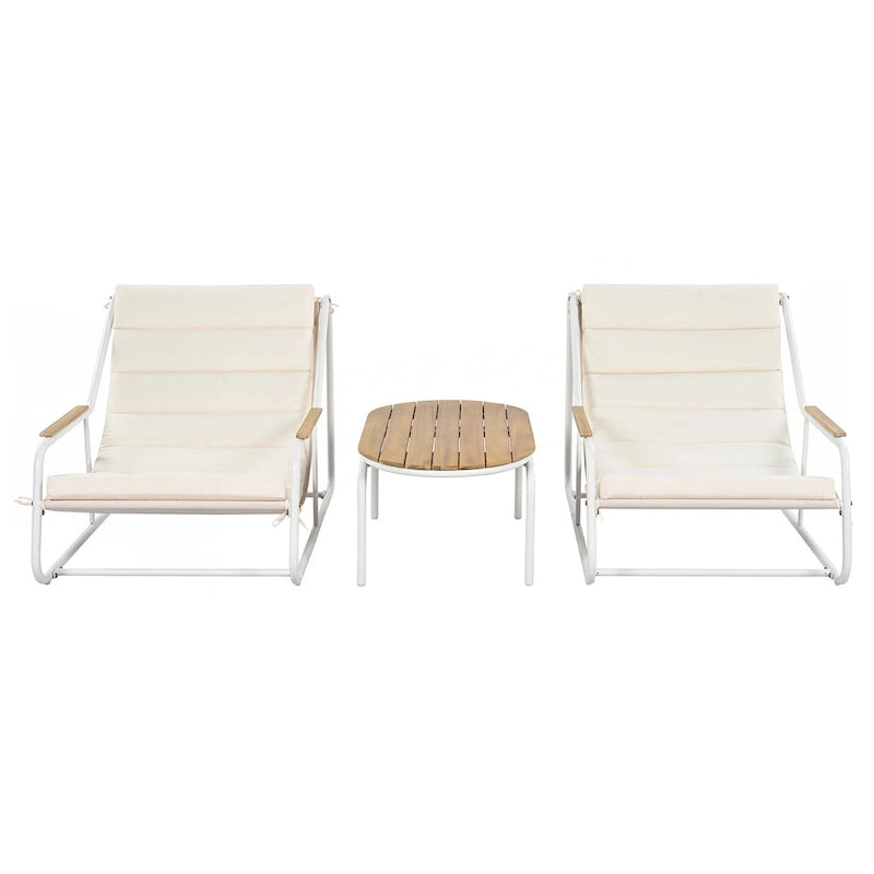 Ensemble de 3 chaises longues d'extérieur