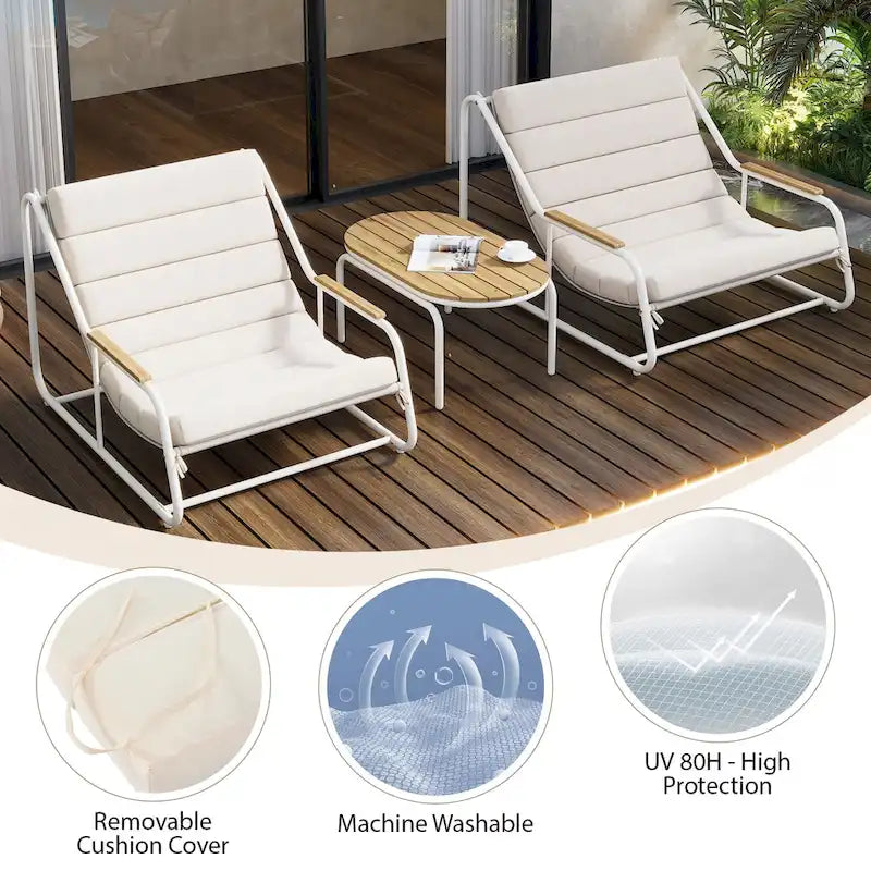 Ensemble de 3 chaises longues d'extérieur