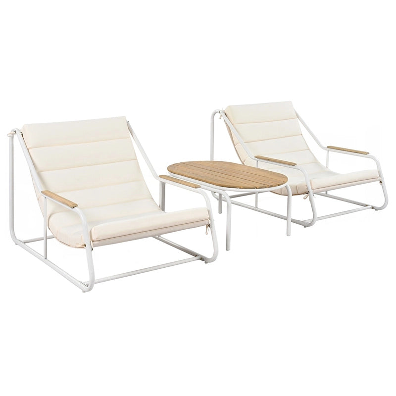 Ensemble de 3 chaises longues d'extérieur