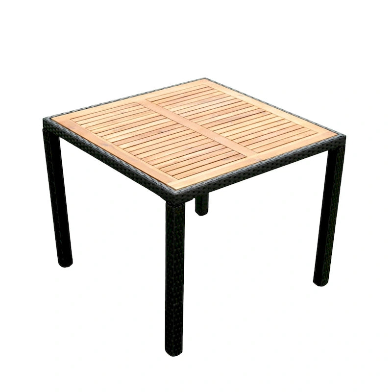 Ensemble de salle à manger d'extérieur en résine tressée 5 pièces, table basse de pique-nique avec 4 coussins amovibles et fauteuils en résine tressée.