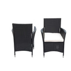 Ensemble de salle à manger d'extérieur en résine tressée 5 pièces, table basse de pique-nique avec 4 coussins amovibles et fauteuils en résine tressée.